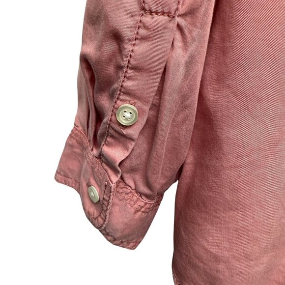Talbots Womens Top Plus Size 3X Petite Pink Distressed Button Up Shirt Lyocell - Picture 9 of 10